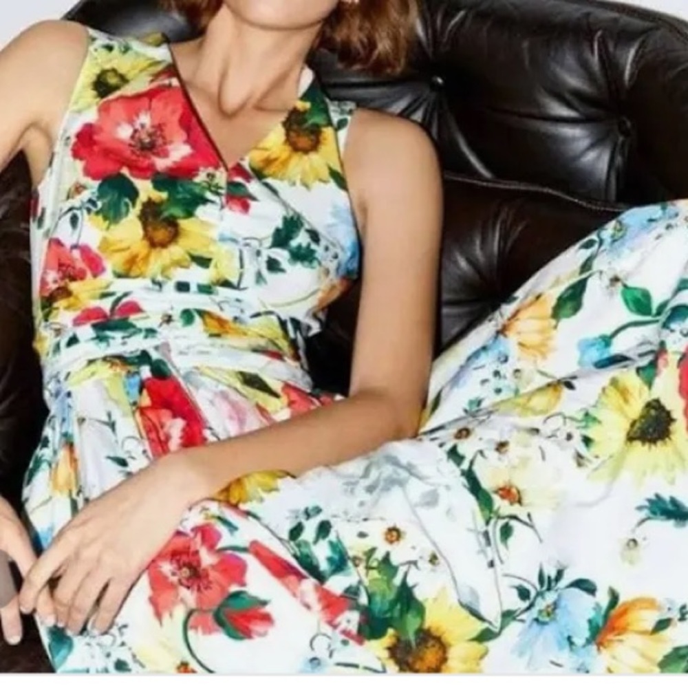 Zara White Muliti Color Floral Dress-Small